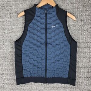 Nike Aeroloft Womens Golf‎ Running Vest Blue Black Down Fill Puffer Medium Zip